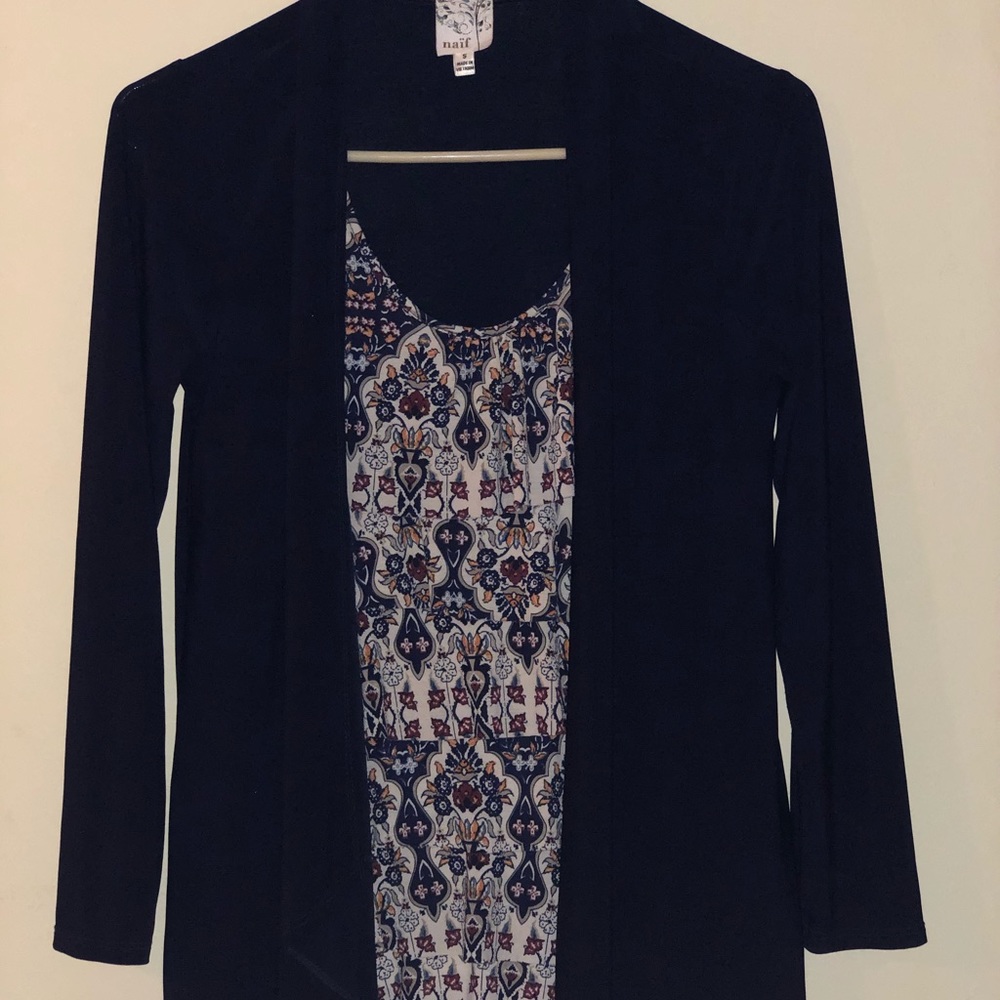 Long sleeve mock layer cardigan